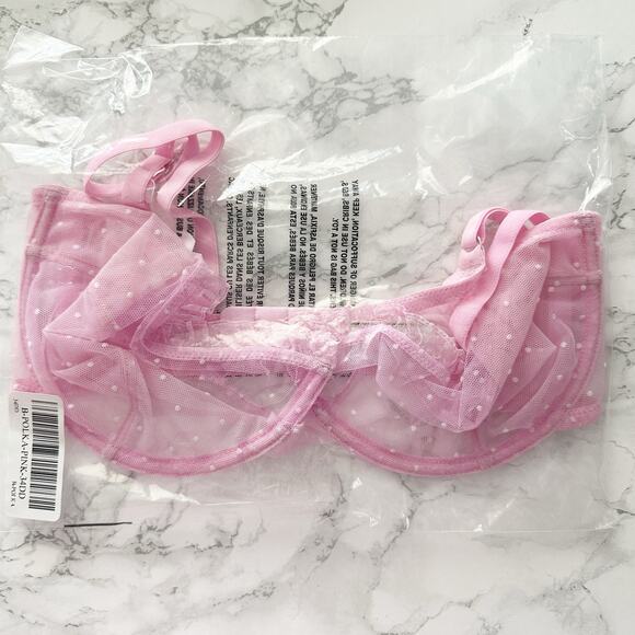 Scarlett Gasque Sheer Pink Polkadot Bra women’s size 34DD NEW - Picture 5 of 6